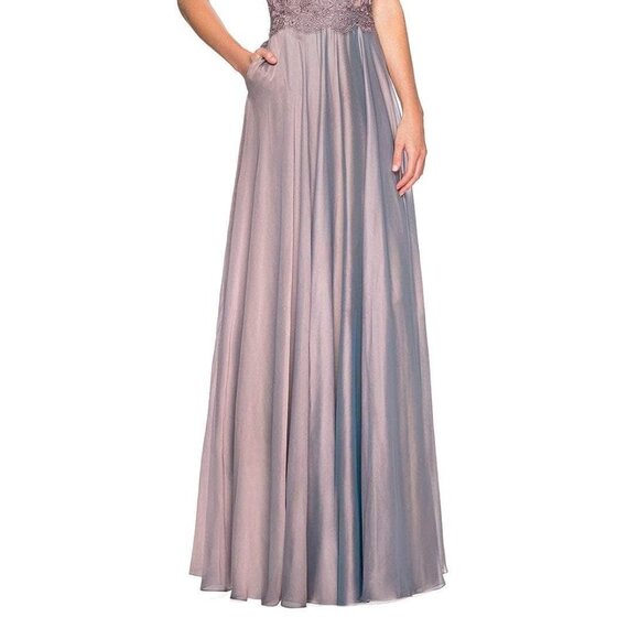 NWT La Femme 27098SC Chiffon Mother of the Bride Dress Cocoa in Size 0 - Picture 3 of 10